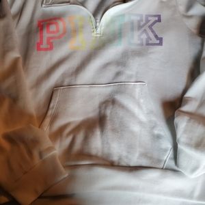 PINK white quarter zip sweatshirt